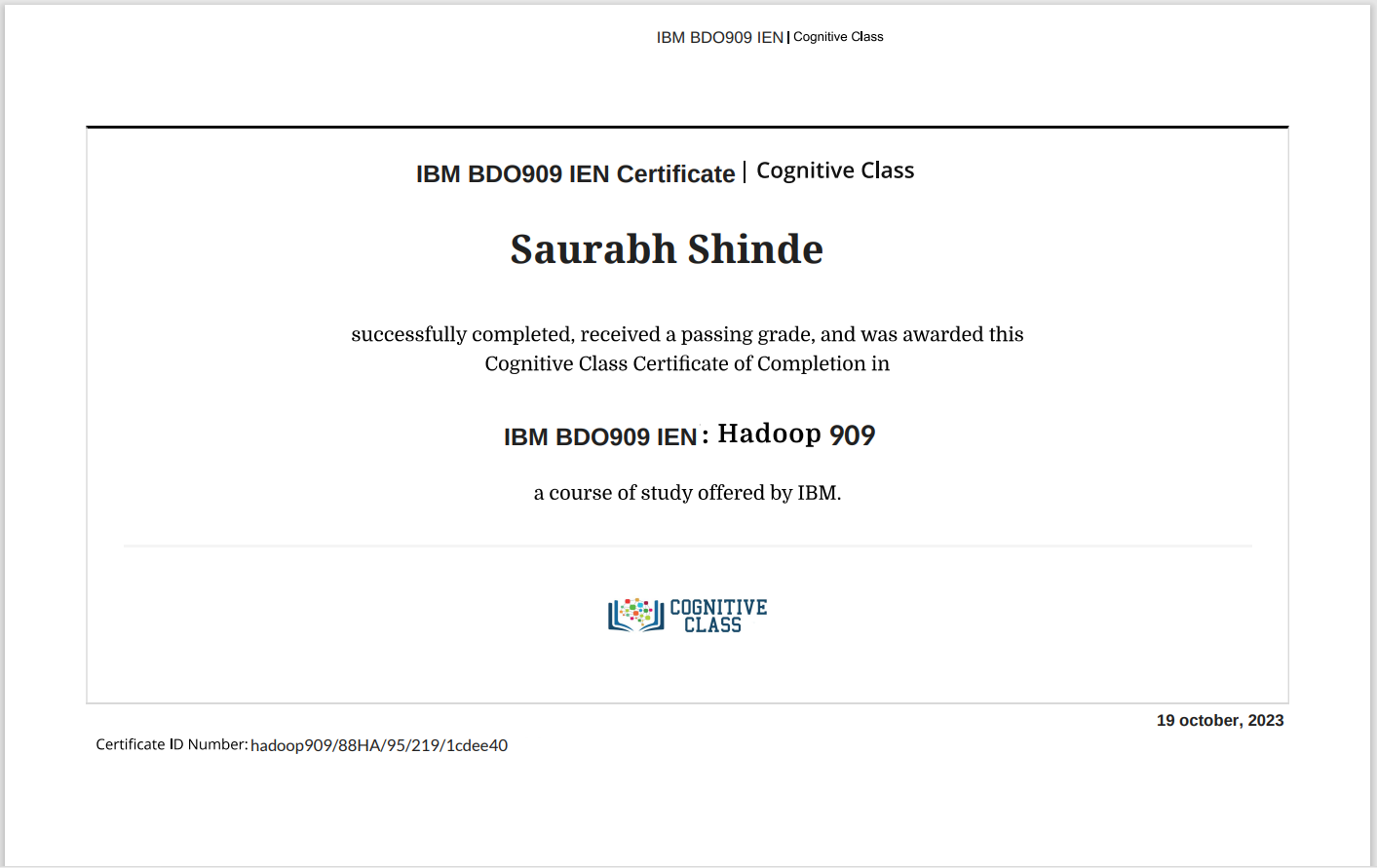 Hadoop Certificate